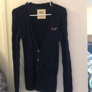 Hollister Acrylic&Wool blend Cardigan; navy SMALL